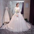 Q015 Fancy Women Dress Sexy Illusion Bodice Sweetheart Back Long Tail Lace Long sleeves Wedding Dress